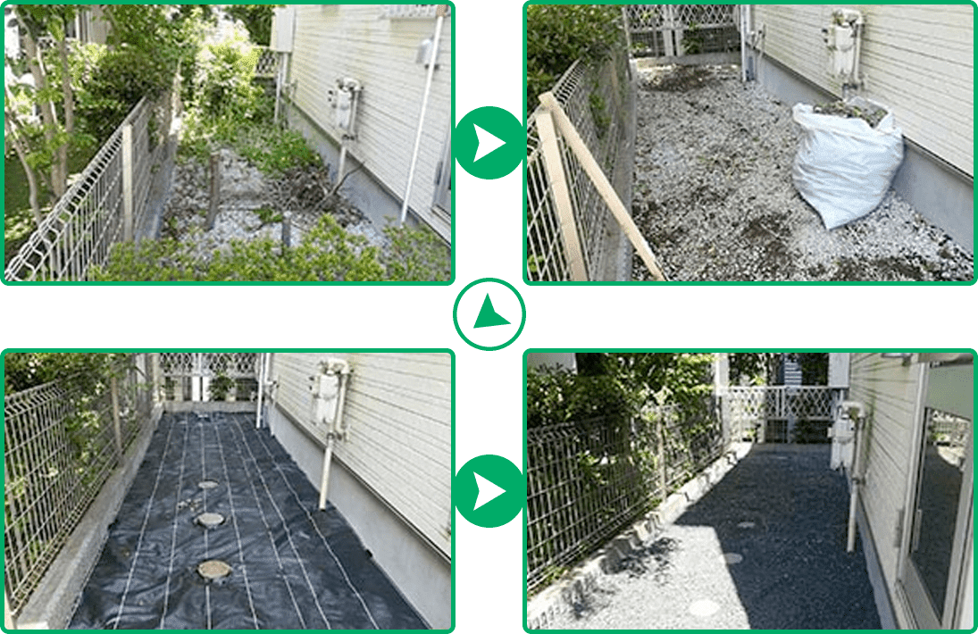 草むしり・砂利敷き施工